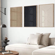 3pcs Modern Neutral Abstract Canvas Print Wall Art Simple Line Print Beige Minimalist -No Frame