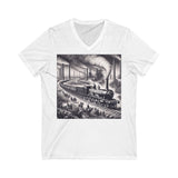 Vintage Train sketch Graphic Unisex V-Neck Tee