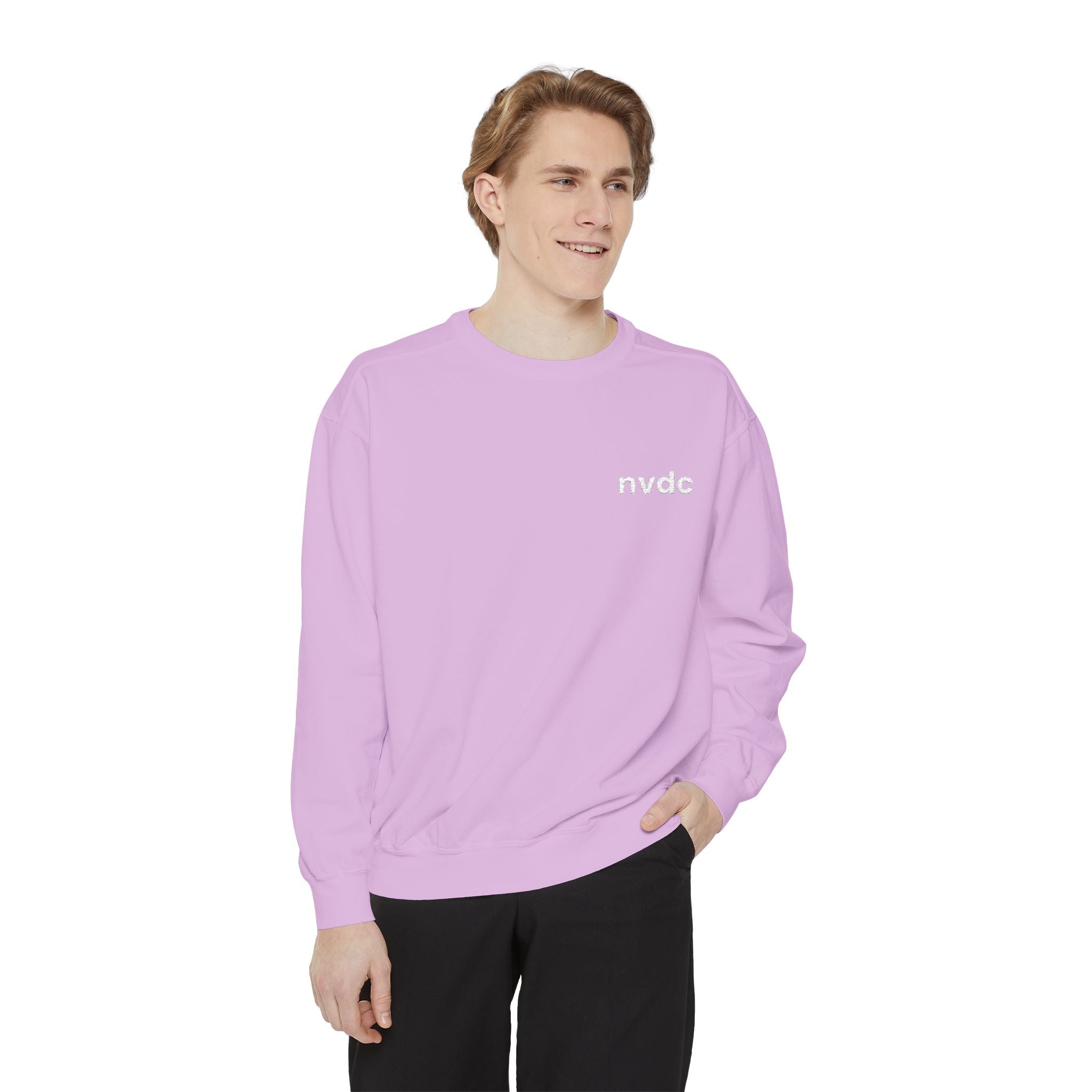 NVDC Minimal Sweatshirt — Garment-Dyed Coral Crewneck