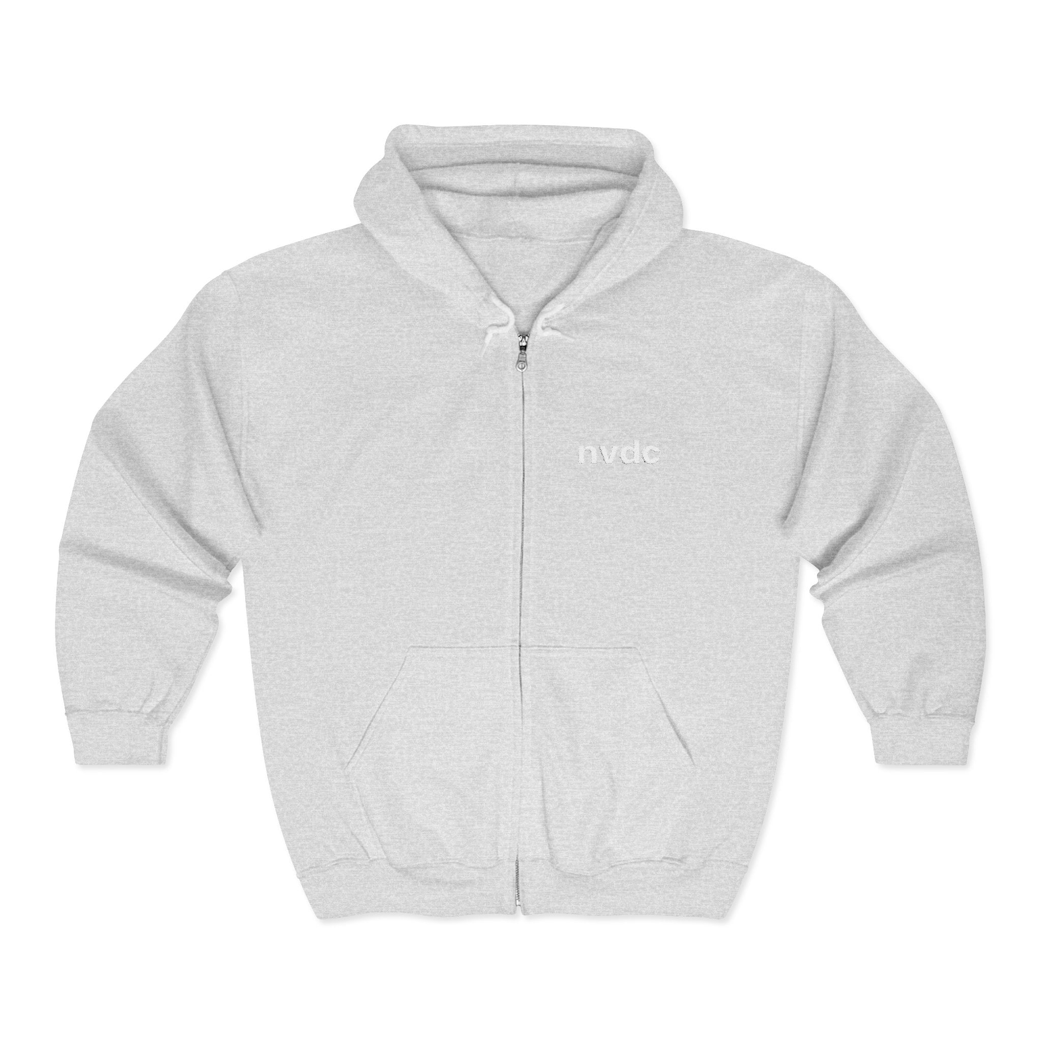 Zip Hoodie – Minimal White Full-Zip Hooded Sweatshirt