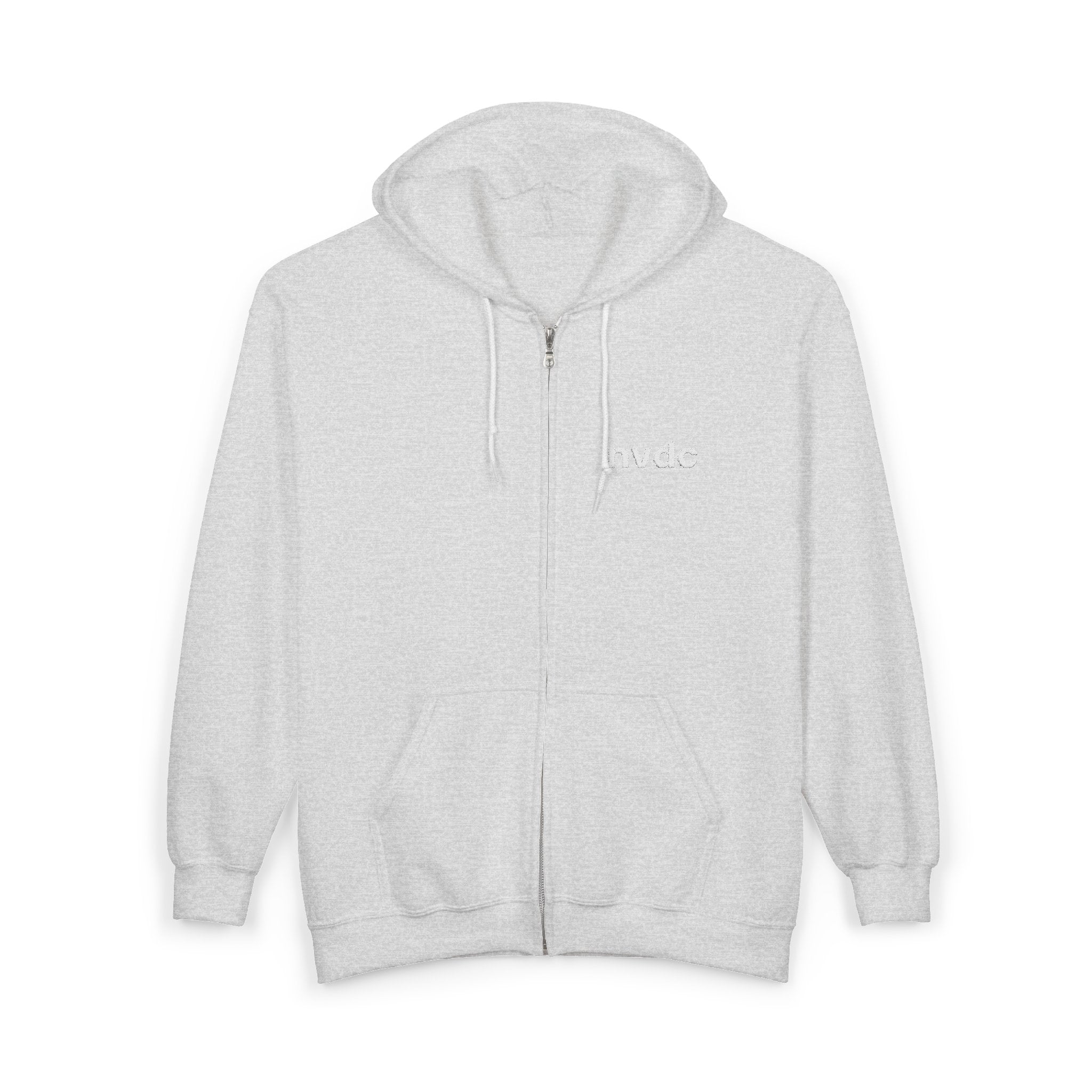Zip Hoodie – Minimal White Full-Zip Hooded Sweatshirt