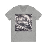Vintage Train sketch Graphic Unisex V-Neck Tee