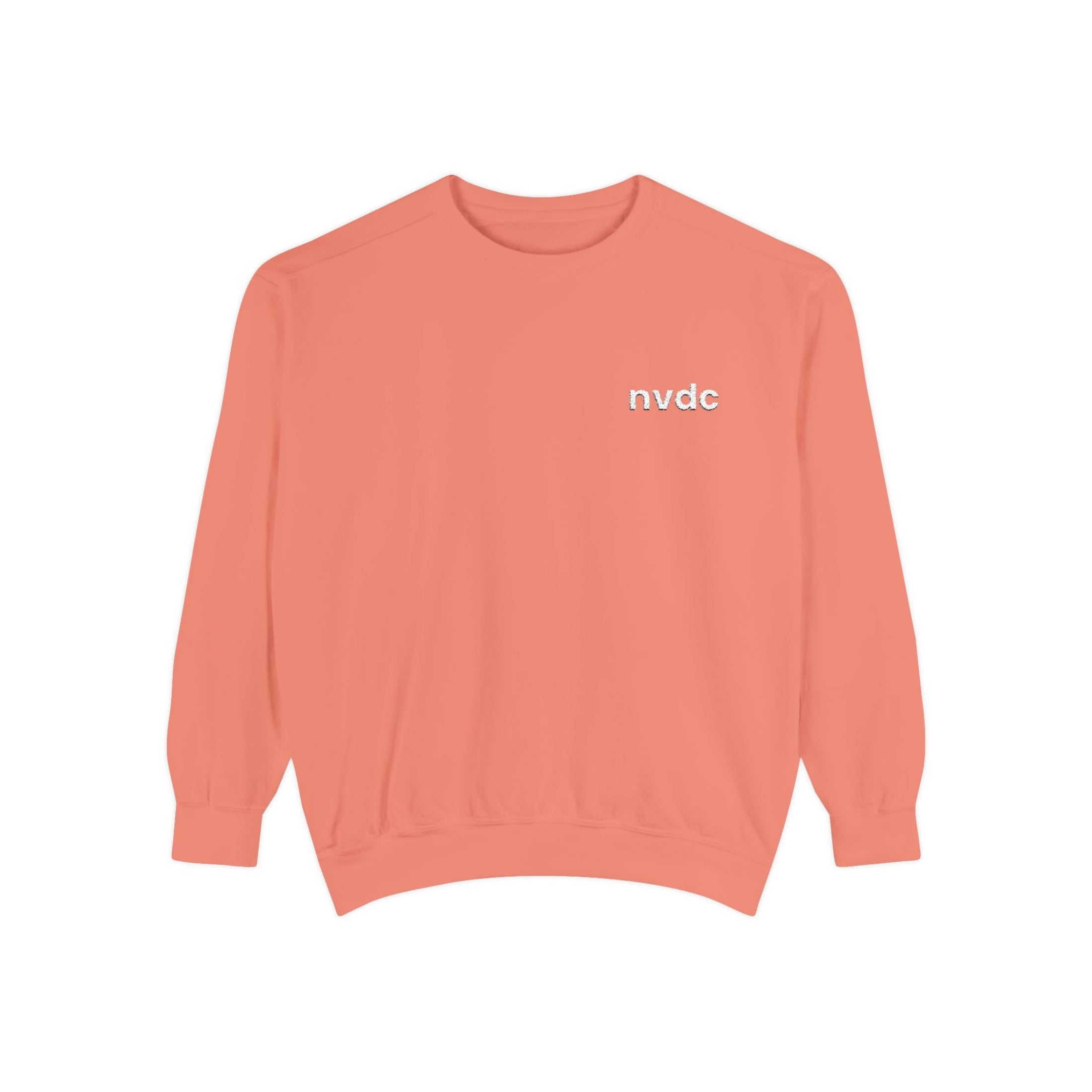 NVDC Minimal Sweatshirt — Garment-Dyed Coral Crewneck
