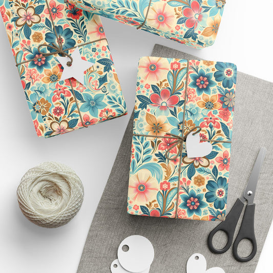 Retro Floral Wrapping Papers