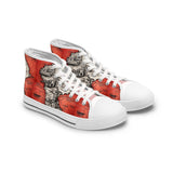 Indus Civilization Map High Top Sneakers (Red & White)