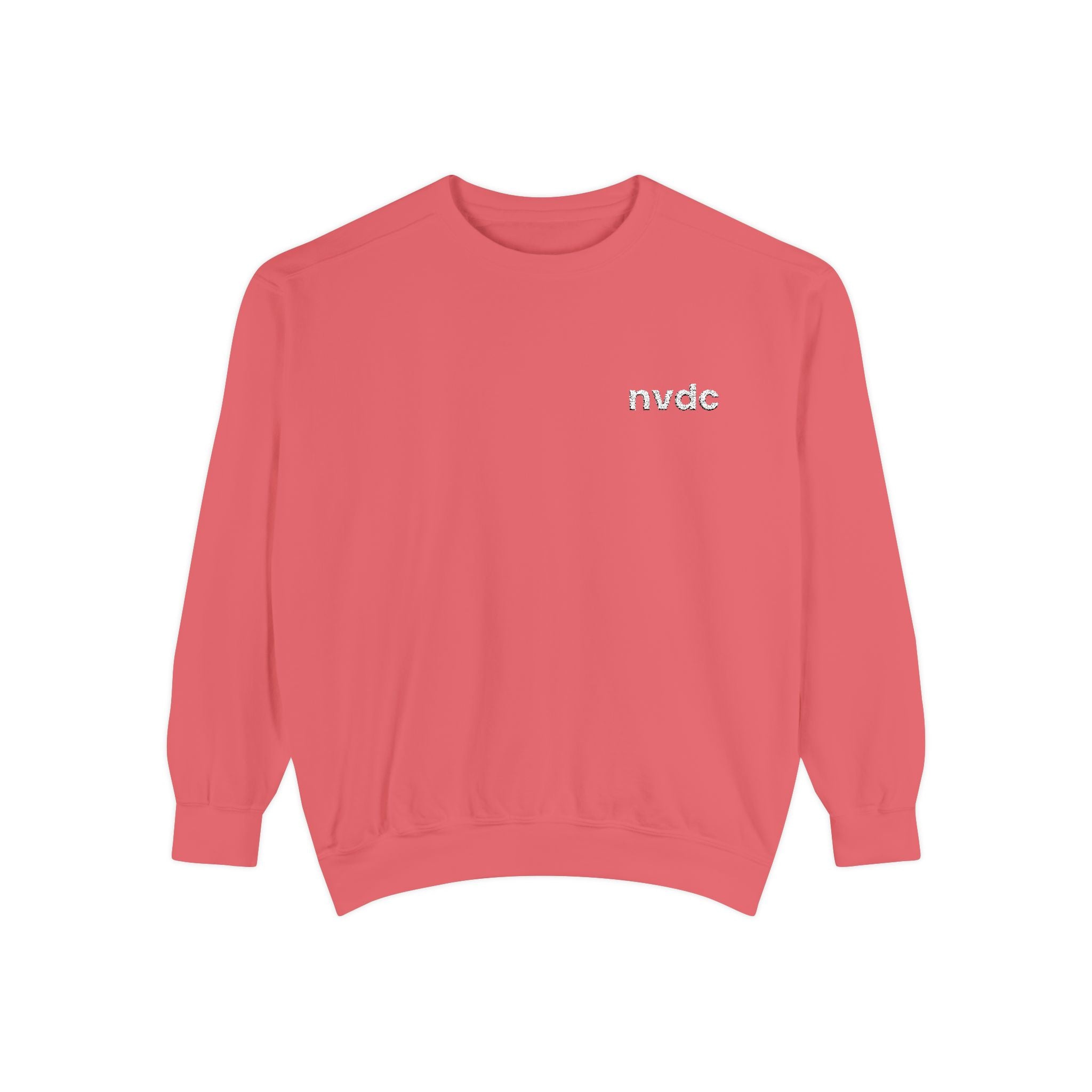 NVDC Minimal Sweatshirt — Garment-Dyed Coral Crewneck