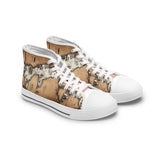 Beige & White Indus Civilization Map High Top Sneakers