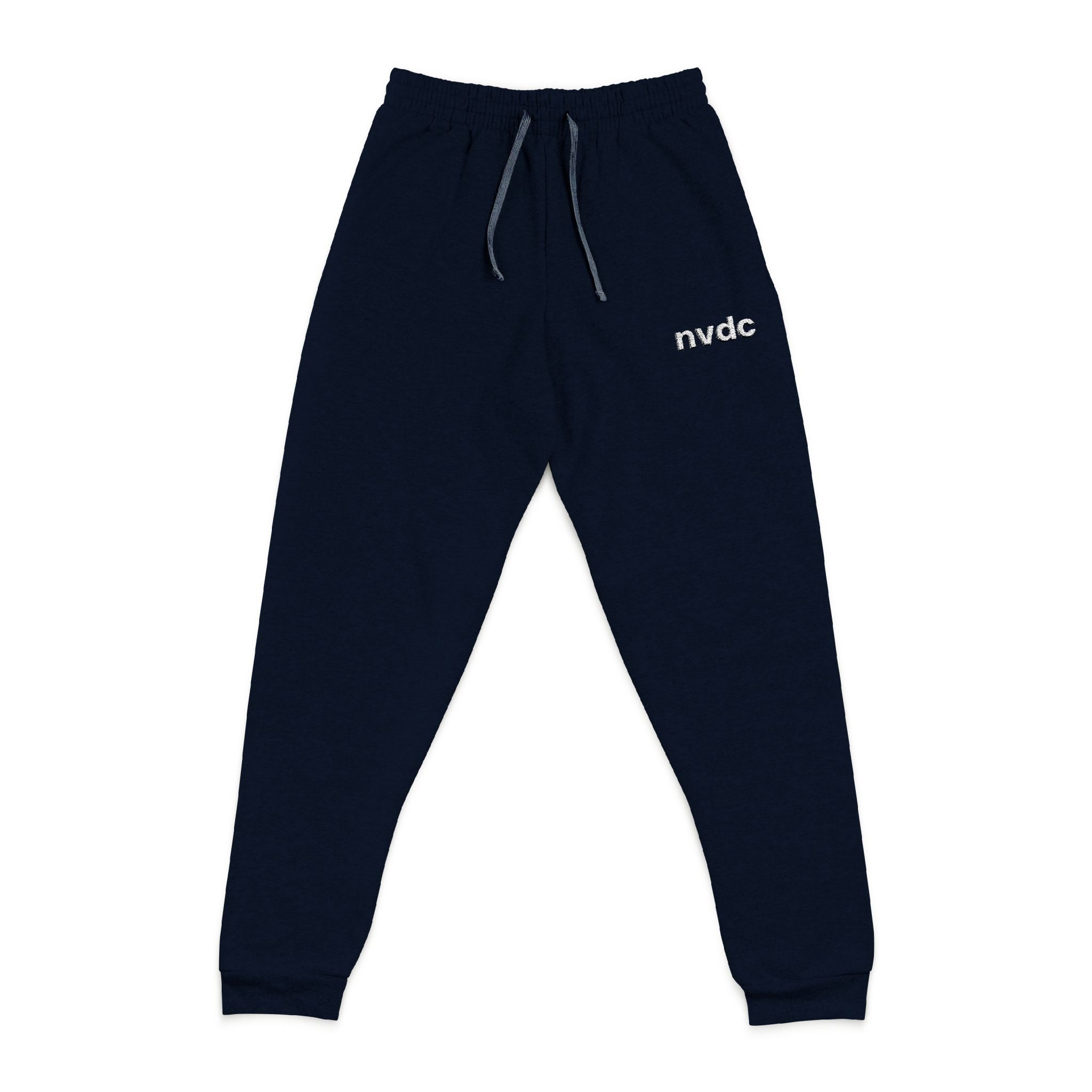 Embroidered NVDC Joggers — Charcoal Comfort Sweatpants