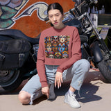 Vibrant Faces Cropped Sweatshirt - Artistic Fashion Statement