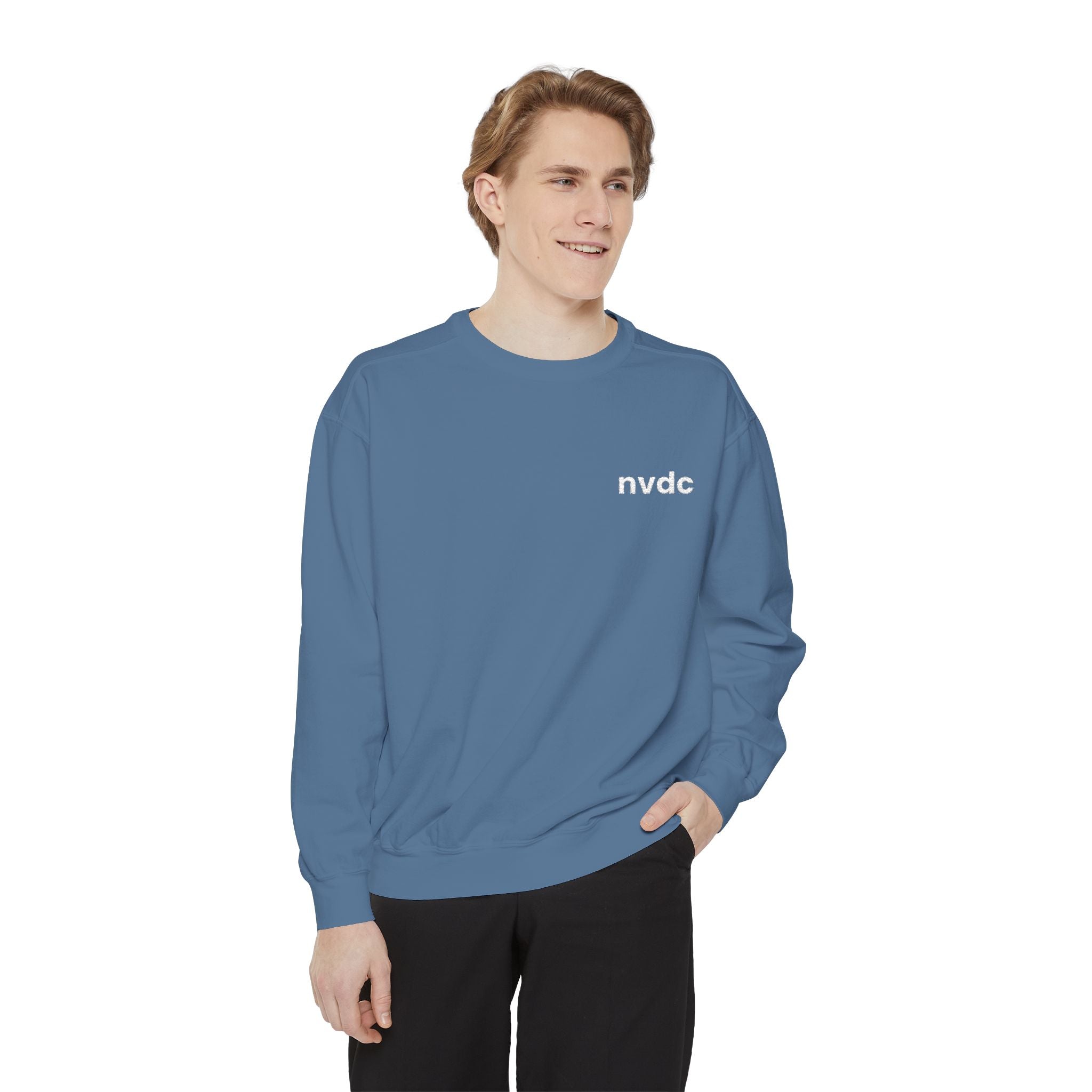 NVDC Minimal Sweatshirt — Garment-Dyed Coral Crewneck