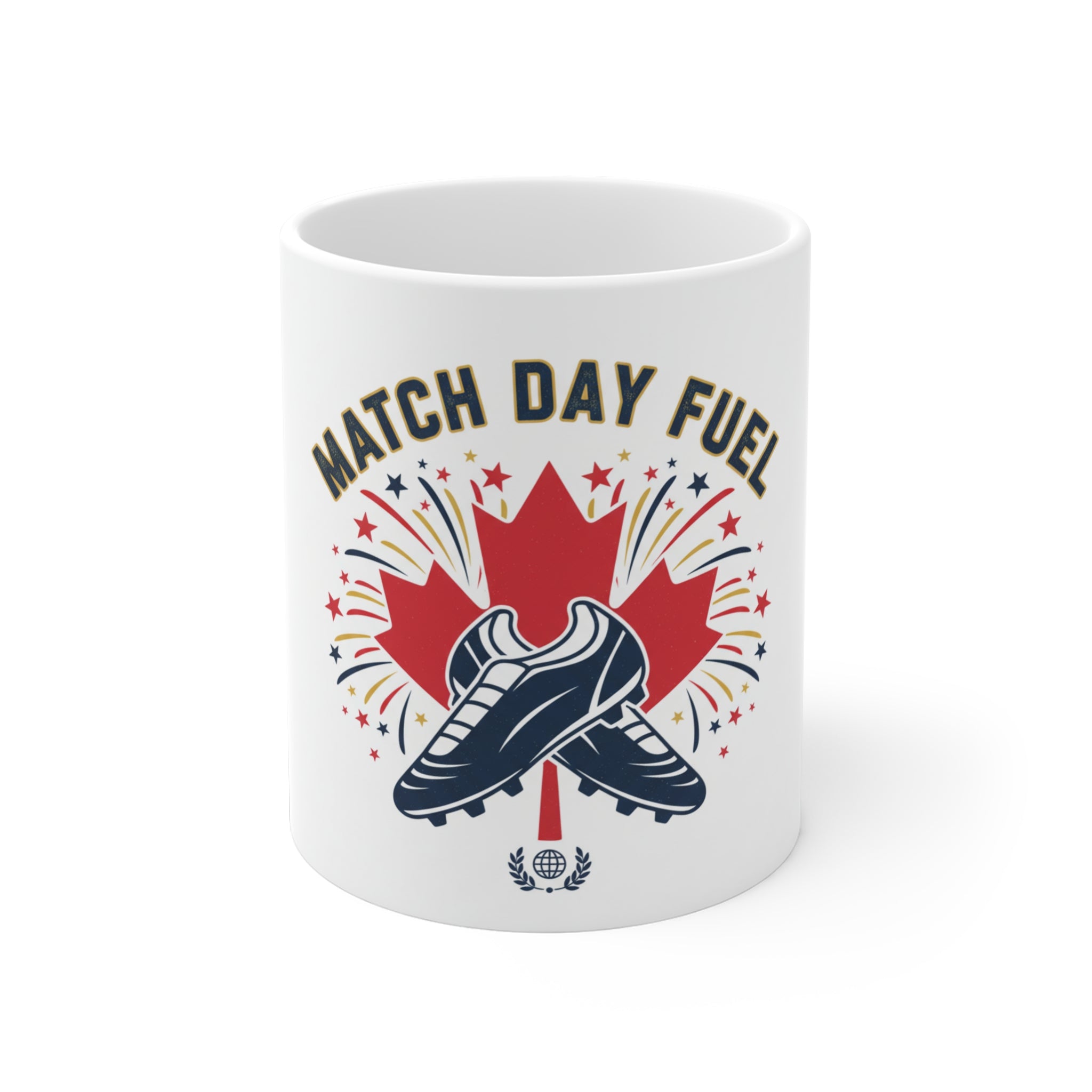 Match Day Fuel Mug — Soccer Cleats & Maple Leaf Coffee Cup