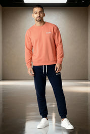 NVDC Minimal Sweatshirt — Garment-Dyed Coral Crewneck