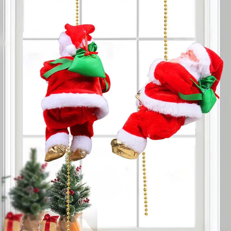 Christmas Electric Santa Claus Climbing Rope or Ladder Plush Doll Creative Music Xmas Tree Decor Birthday festival Kids gifts ,Toys