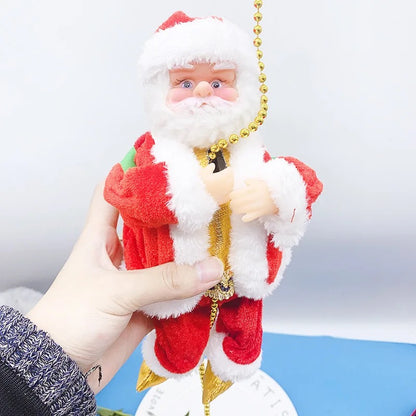 Christmas Electric Santa Claus Climbing Rope or Ladder Plush Doll Creative Music Xmas Tree Decor Birthday festival Kids gifts ,Toys