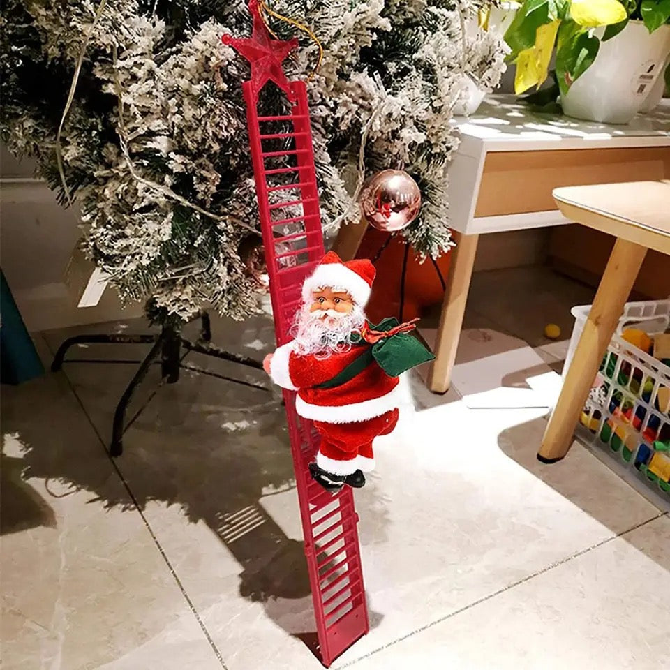 Christmas Electric Santa Claus Climbing Rope or Ladder Plush Doll Creative Music Xmas Tree Decor Birthday festival Kids gifts ,Toys