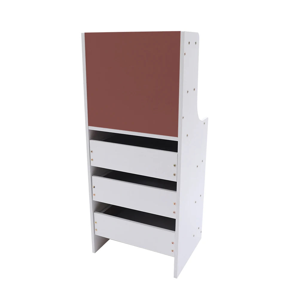 Modern Bedroom Storage Bedside Organizer Nightstand Furniture with 3 Drawer White