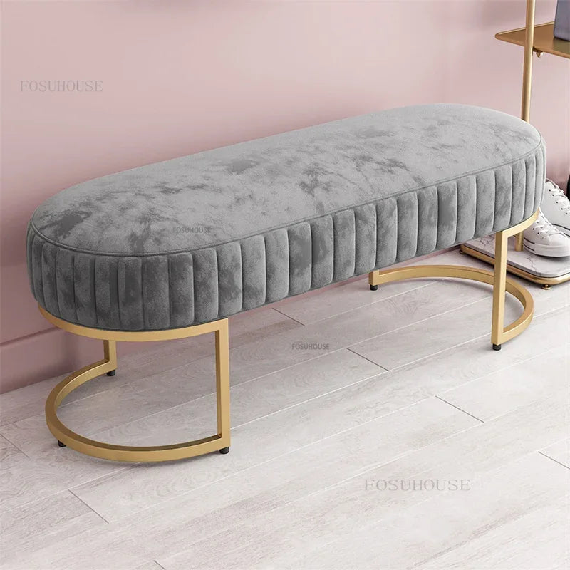 Nordic Soft Velvet Bed Footrest Ottoman Living Room Furniture