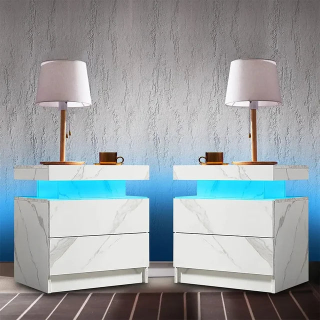 Side Bed Table With LED Light Bedside Tables for the Bedroom