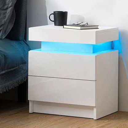 Side Bed Table With LED Light Bedside Tables for the Bedroom