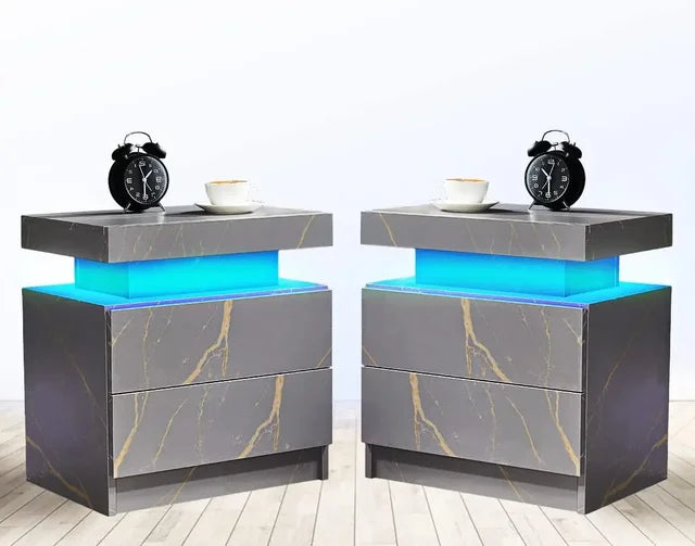 Side Bed Table With LED Light Bedside Tables for the Bedroom