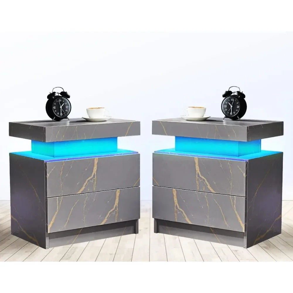 Side Bed Table With LED Light Bedside Tables for the Bedroom