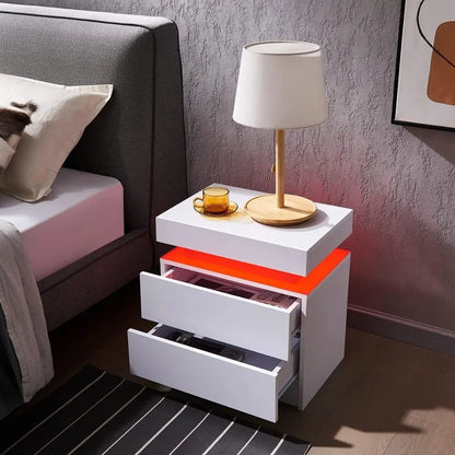 Side Bed Table With LED Light Bedside Tables for the Bedroom