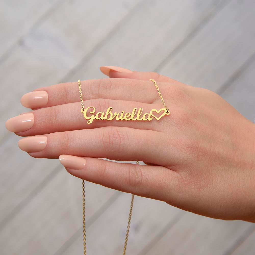 Personalized Heart Name Necklace in Silver and Gold