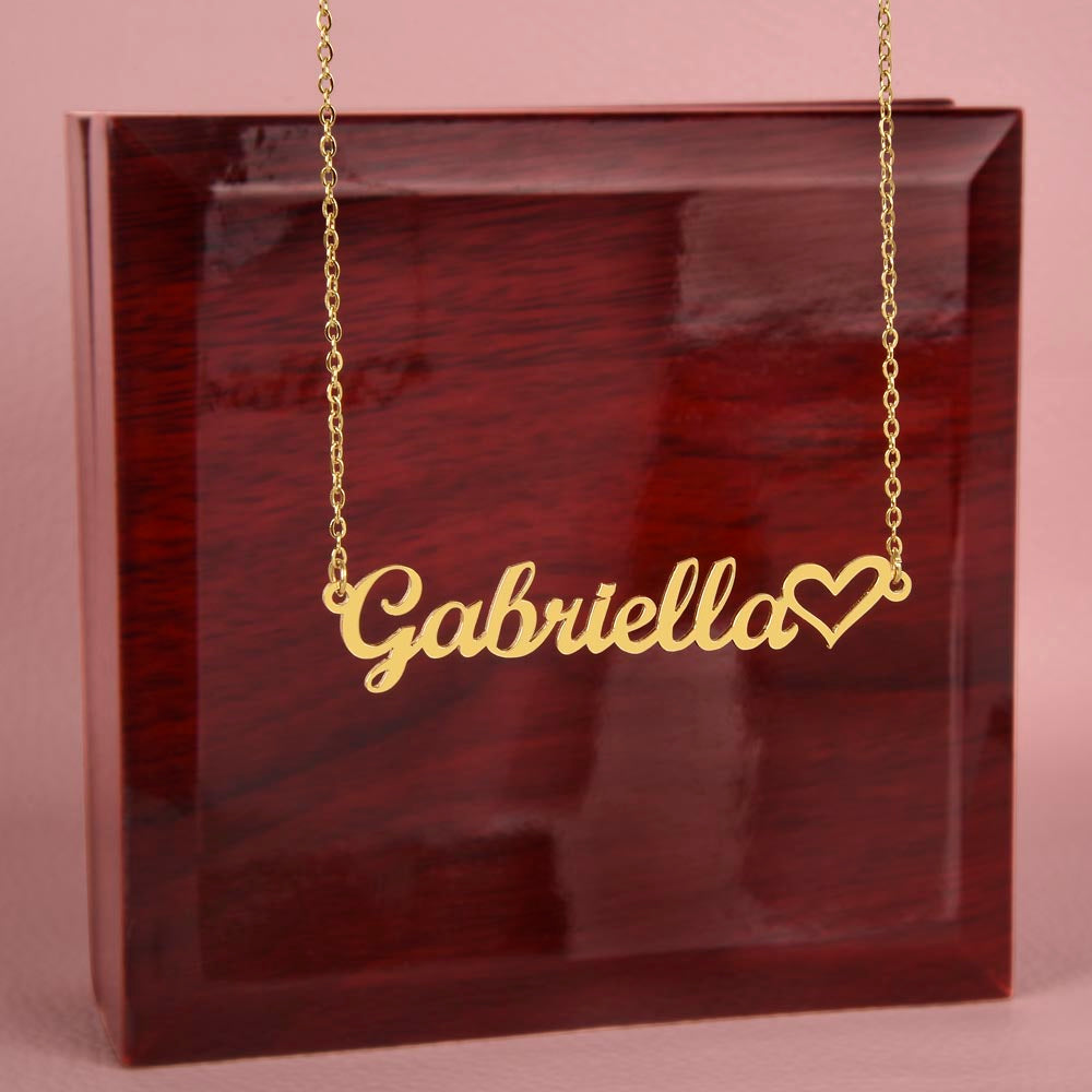 Personalized Heart Name Necklace in Silver and Gold