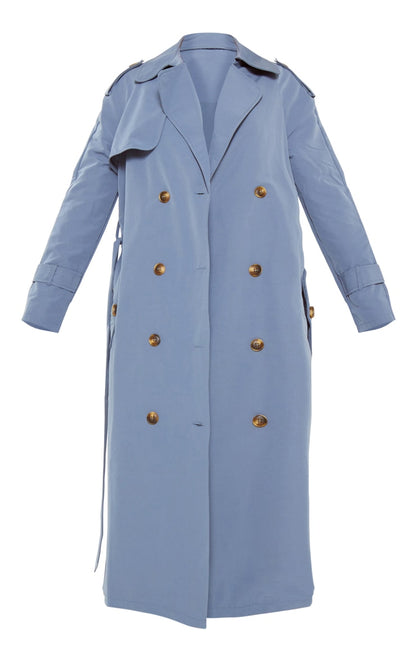 Petite Blue Oversized Trench Coat