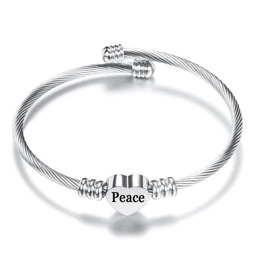 Gratuity Gift "Peace" Stainless Steel Charm Bangle