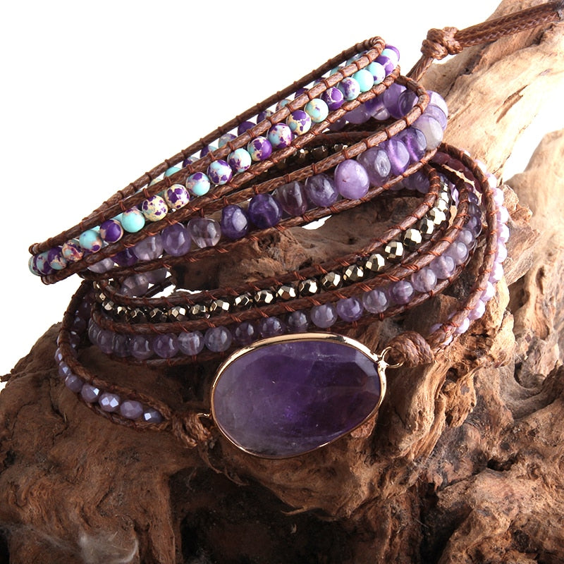 Bohemian Natural Stones Charm Bracelet- Semi precious