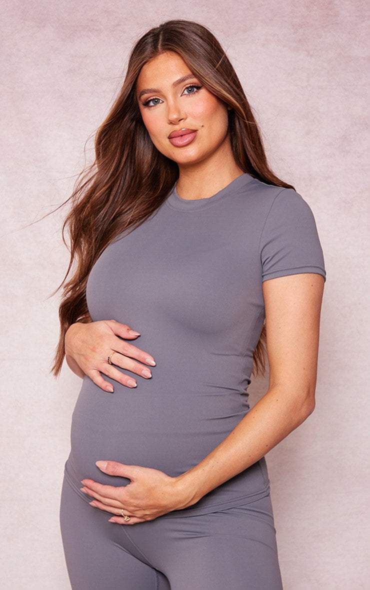 Maternity Pale Sage Green Short Sleeve Sculpt Luxe Top