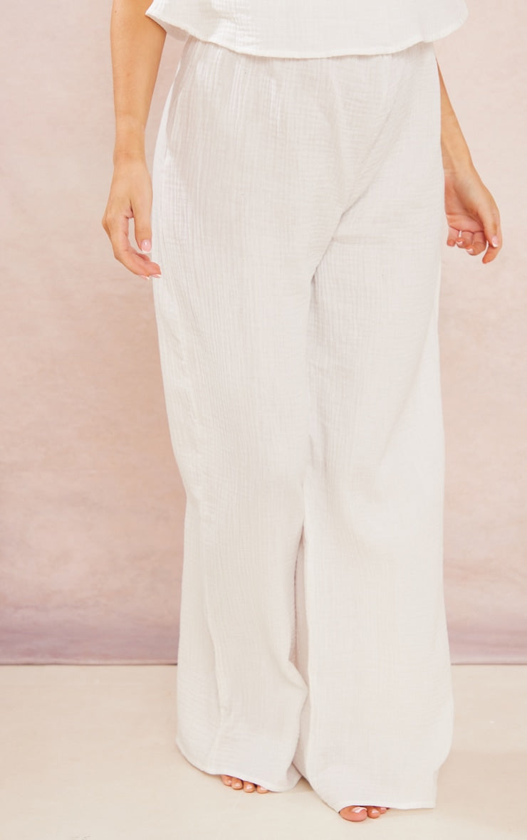 Maternity White Cheesecloth Pyjama Bottoms