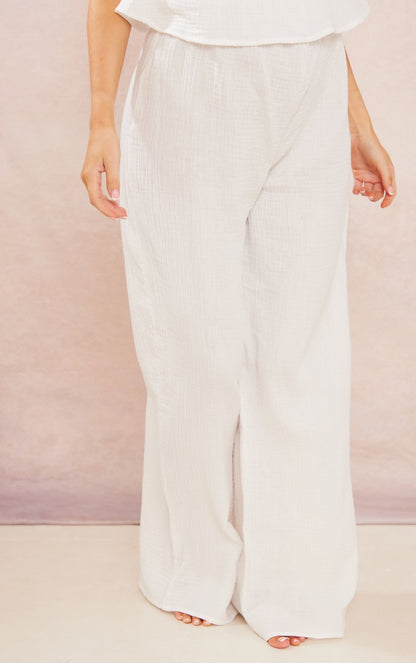 Maternity White Cheesecloth Pyjama Bottoms