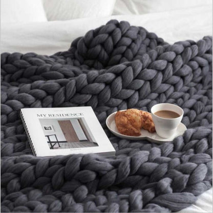 Chunky Knitted Wool Blanket