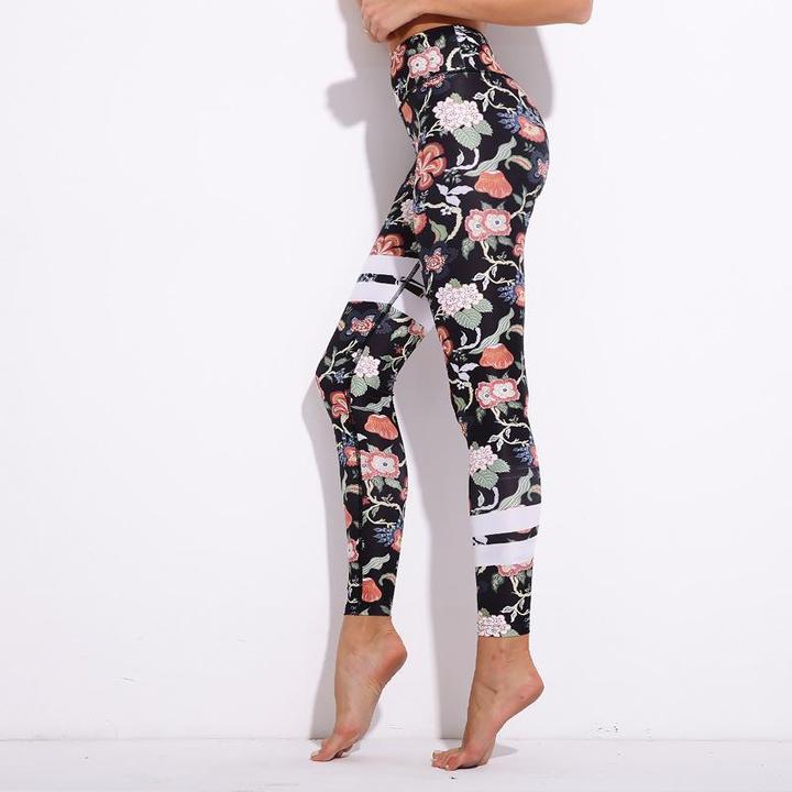 Striped Floral Push Up Leggings