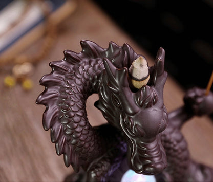 7-Color Handmade Ceramic Dragon Incense Burner