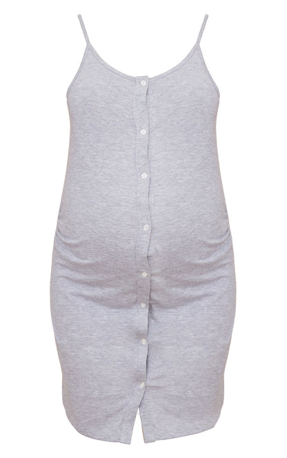 Maternity Grey Mama Strappy Button Up Front Nightie