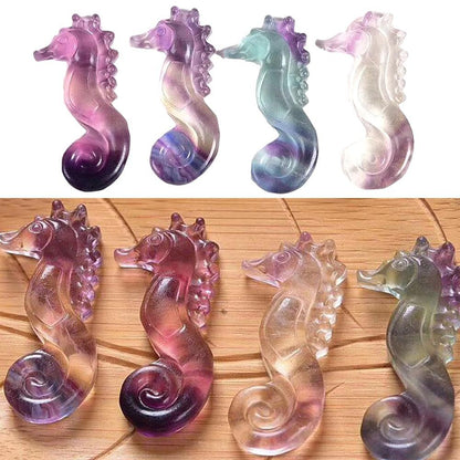 1pc Random Natural Rainbow Fluorite Seahorse