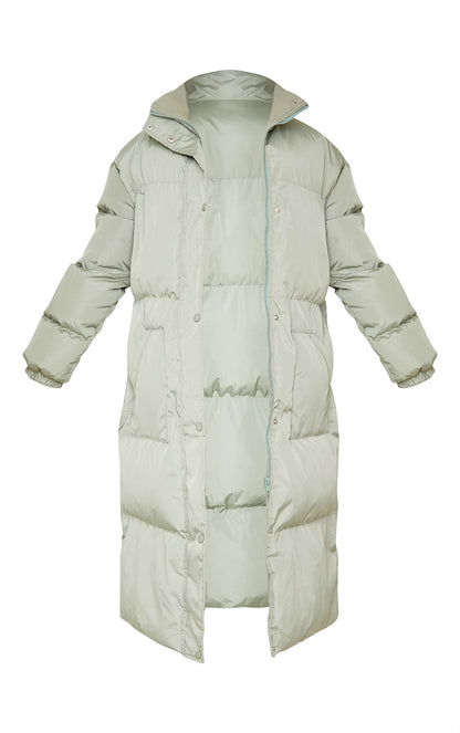 Petite Sage Green Maxi Puffer Coat