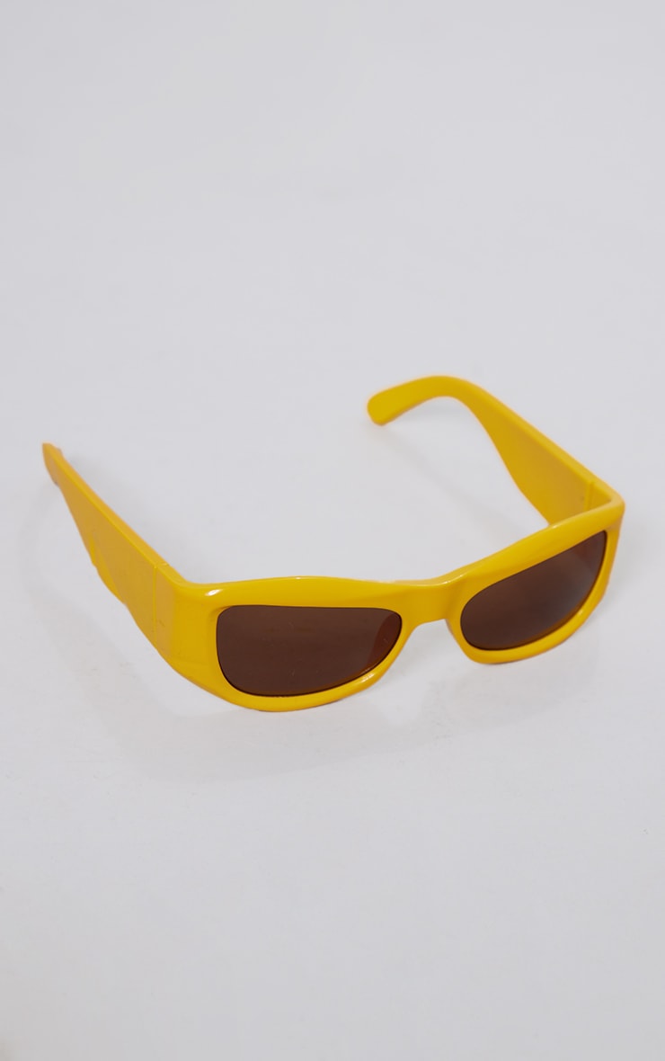 Bright Yellow Thick Arm Bug Eye Visor Sunglasses