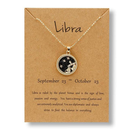 12 Horoscope Zodiac Sign Gold Pendant Necklace