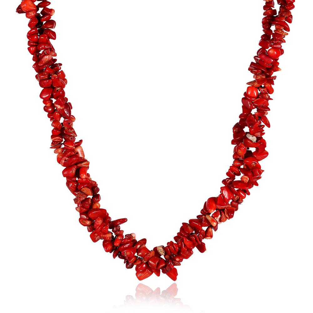 Red Natural Stone Necklace in 18K Gold Plated