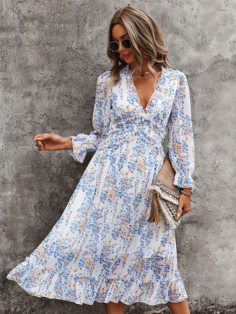 Fashion Long Sleeve Midi Dress