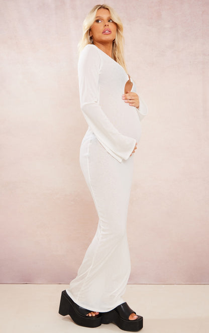 Maternity Burnt Clay Ring Detail Beach Maxi Dress