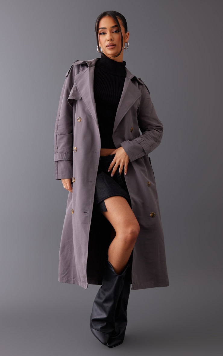 Petite Blue Oversized Trench Coat