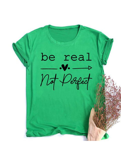 Kindness Shirt Tops für Frauen Be Real Not Perfect T-Shirt Kurzarm Inspirierende und selbstliebende Damen-Grafik-Shirts Kleidung 