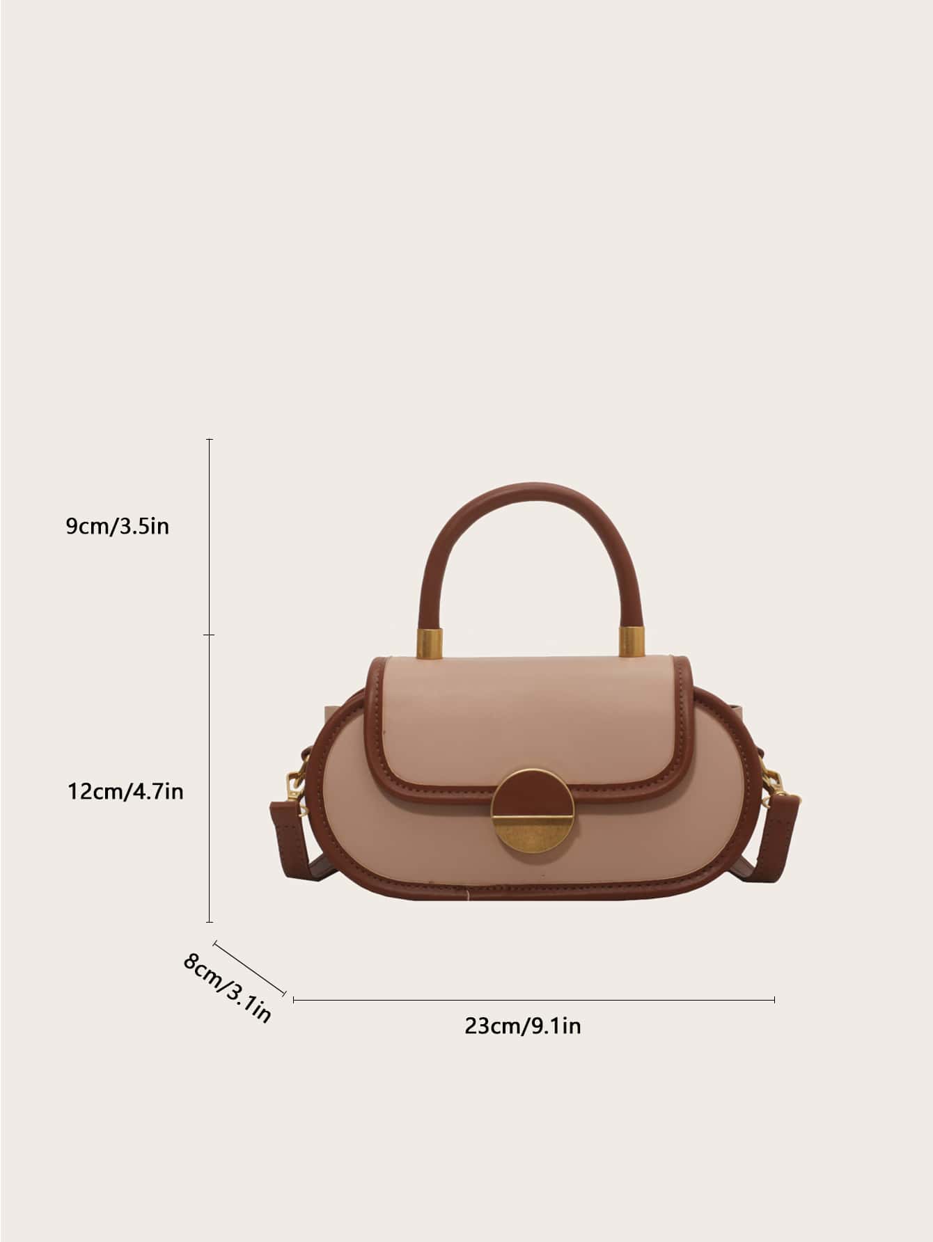 Contrast Binding Flap Satchel Bag