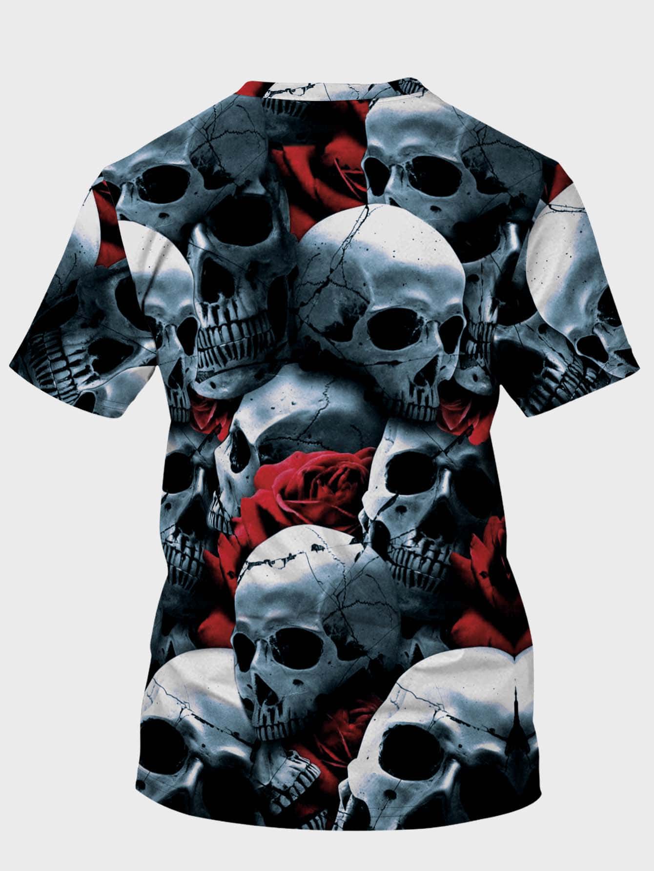 Men Floral Skull Print Tee, Men's Halloween wear, Men's Halloween T-shirt