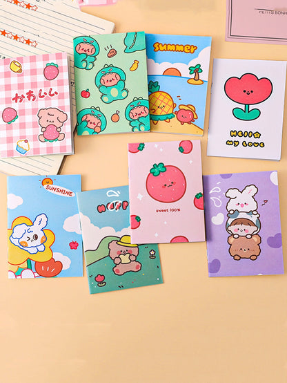 4pcs/set Random Cute Colorful Cartoon Notepad Notebook 16 Pages Each